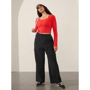 New Athleta Women's MP Promenade High Rise Cargo Pant Black Medium Petite